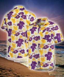Los Angeles Lakers Purple Golden Flowers Best Hawaiian Shirt For Nba Fans