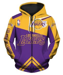 Los Angeles Lakers Purple Golden Zip Up Hoodie Best Gift For Fans 1