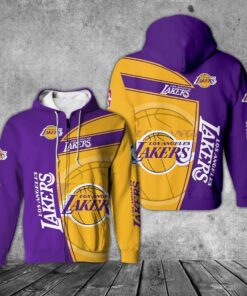 Los Angeles Lakers Purple Golden Zip Hoodie Gift For Fans