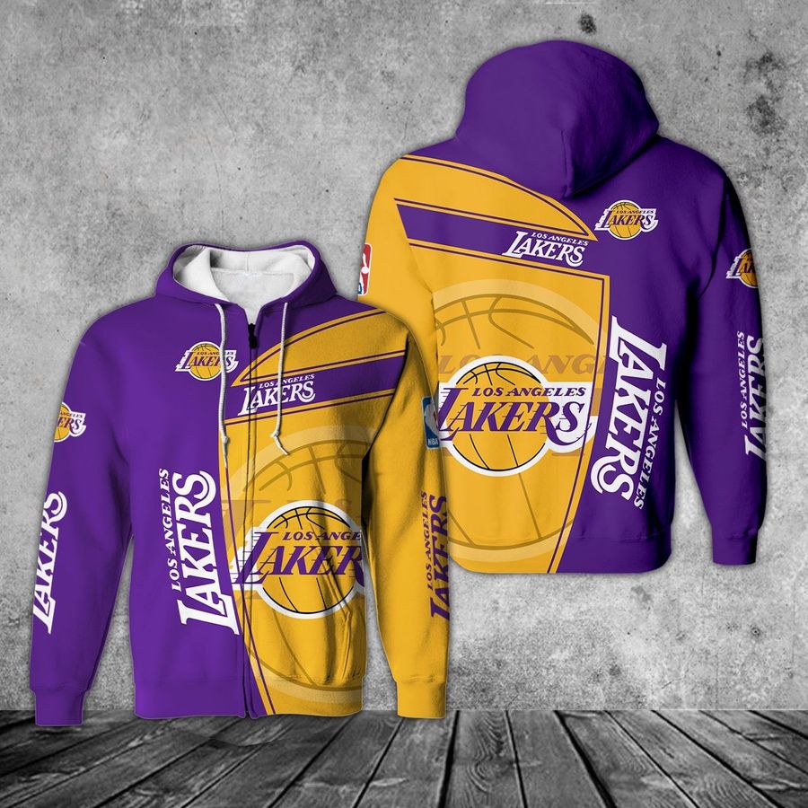 Los Angeles Lakers Purple White Curves Zip Hoodie Gifts For Lovers