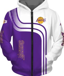 Los Angeles Lakers Purple White Curves Zip Hoodie Gifts For Lovers