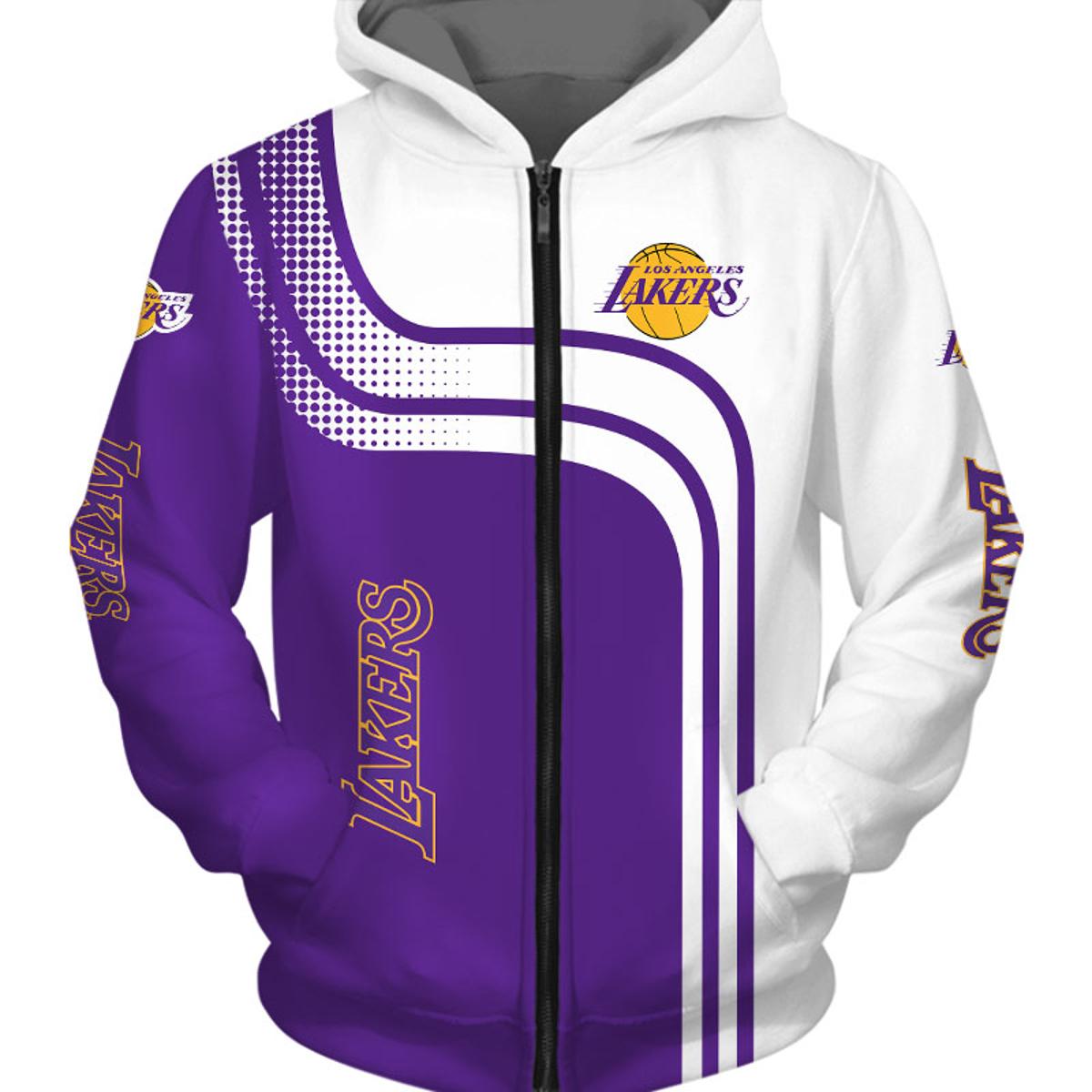 Los Angeles Lakers Purple Golden Zip Hoodie Best Gift For Fans