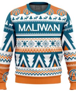 Maliwan Borderlands White Teal  Ugly Christmas Sweater Xmas Outfit For Fans