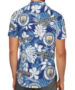 Manchester City Logo Tropical Leaves Hawaiian Shirt For Men Women Fans
