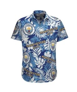 Manchester City Logo Tropical Leaves Hawaiian Shirt For Men Women Fans 3