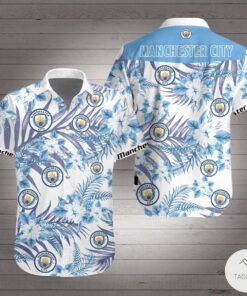 Manchester City White Blue Floral Hawaiian Shirt Best Aloha Shirt For Fans