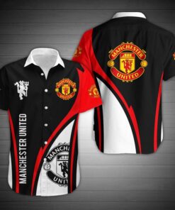 Manchester United Logo Red Black Aloha Shirt Best Summer Outfit For Fans