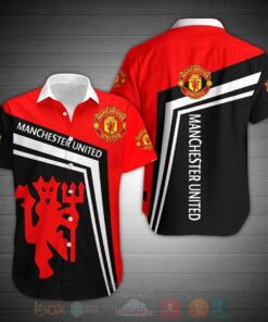 Manchester United Logo Symbol Red Black Hawaiian Shirt Gift For Football Fans