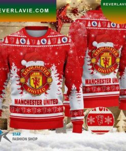 Manchester United Red White Best Ugly Christmas Sweater
