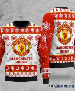 Manchester United White Red Ugly Christmas Sweater