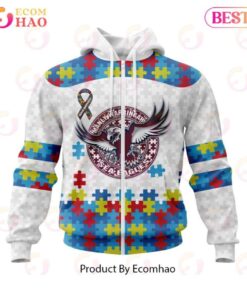 Manly Warringah Sea Eagles Custom Name Number Autism Awareness Zip Hoodie Gifts For Lovers