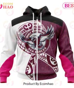 Manly Warringah Sea Eagles Custom Name Number Fight Cancer Zip Up Hoodie Best Gift For Fans 1