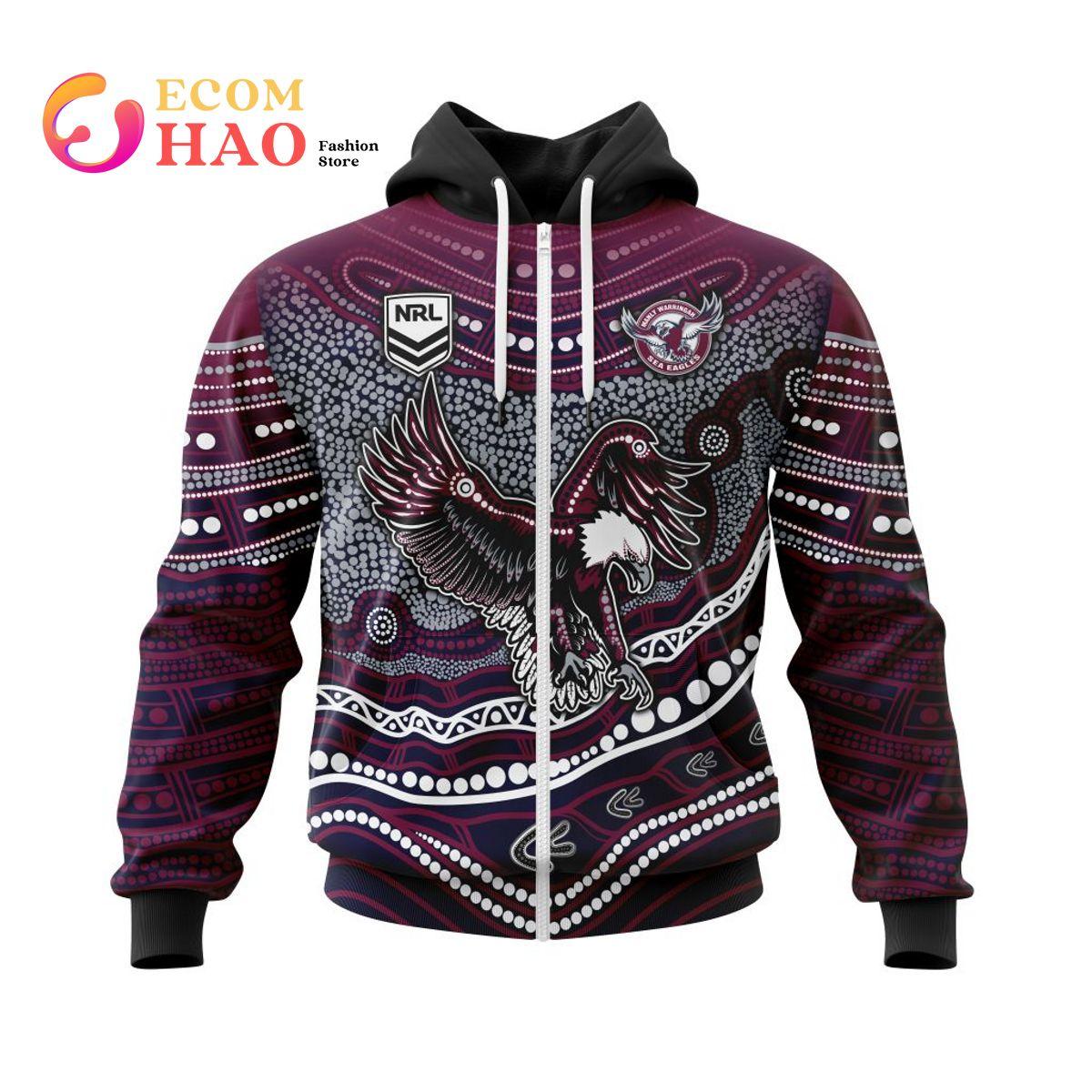 Manly Warringah Sea Eagles Custom Name Number Fight Cancer Zip Hoodie Best Gift For Fans