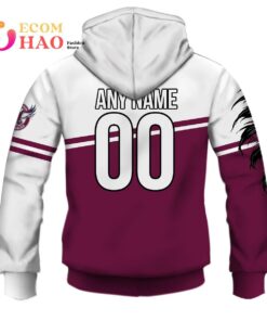 Manly Warringah Sea Eagles Custom Name Number Native Skull Zip Hoodie Best Gift For Fans