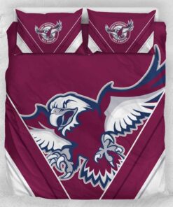 Manly Warringah Sea Eagles White Maroon Stripes Doona Cover Best Gift For Fans