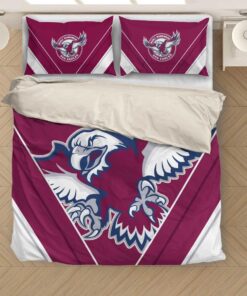 Manly Warringah Sea Eagles White Maroon Stripes Doona Cover Best Gift For Fans 3