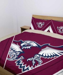 Manly Warringah Sea Eagles White Maroon Stripes Doona Cover Best Gift For Fans 4