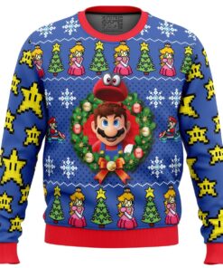 Super Mario Pixel Art Style Green Red Ugly Christmas Sweater Xmas Gift For Fans