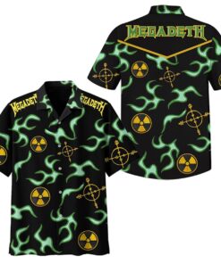 Megadeth Hazard Logo Black Hawaiian Shirt Outfits For Men Women