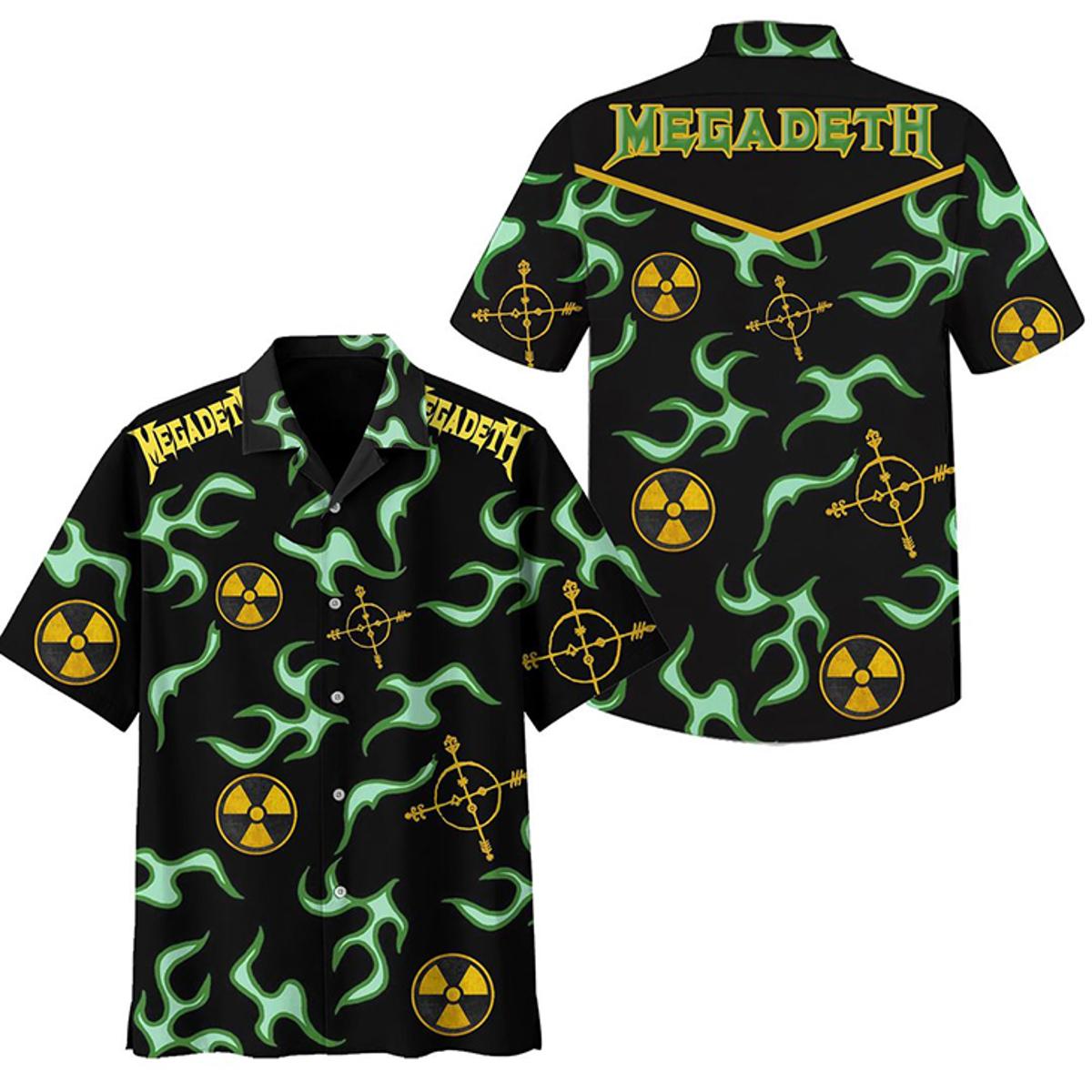 Megadeth Skull Flowers Patterns Black Hawaiian Shirt Size From S To 5xl