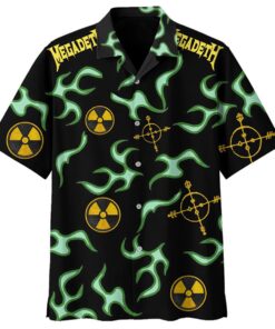 Megadeth Hazard Logo Black Hawaiian Shirt Outfits For Men Women