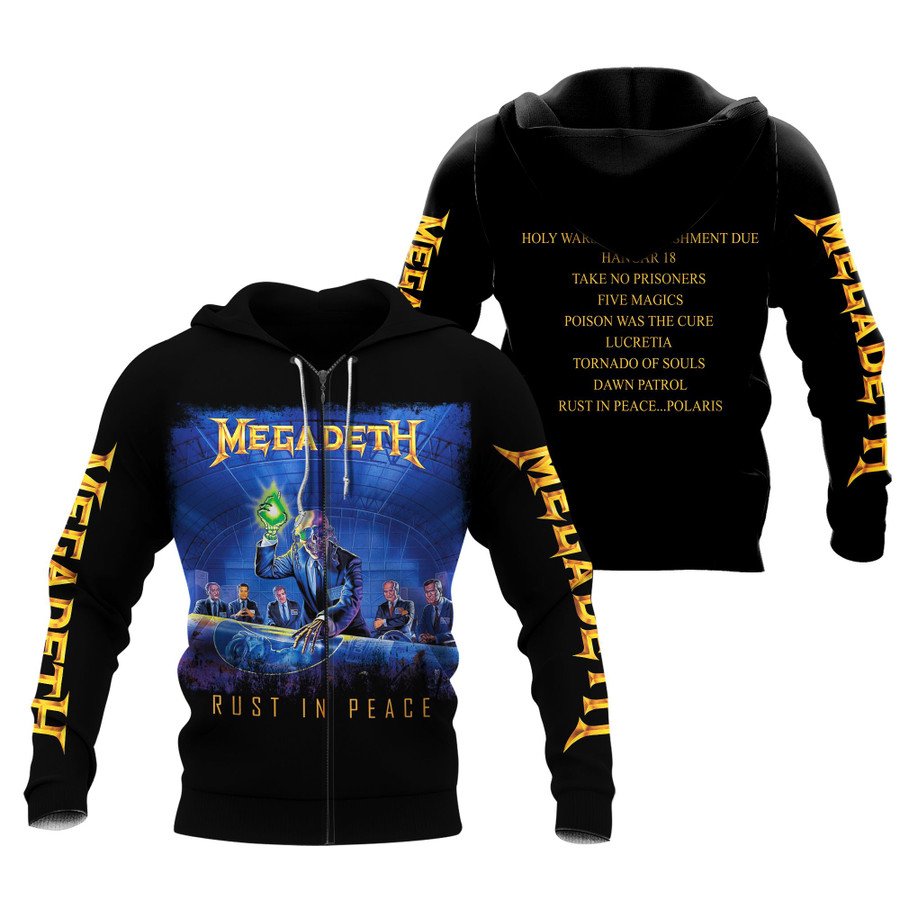Megadeth Black Zip Hoodie For Men And Women