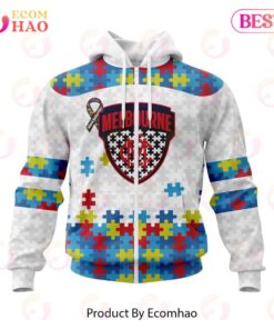 Melbourne Demons Custom Name Number Autism Awareness Zip Hoodie Funny Gift For Fans