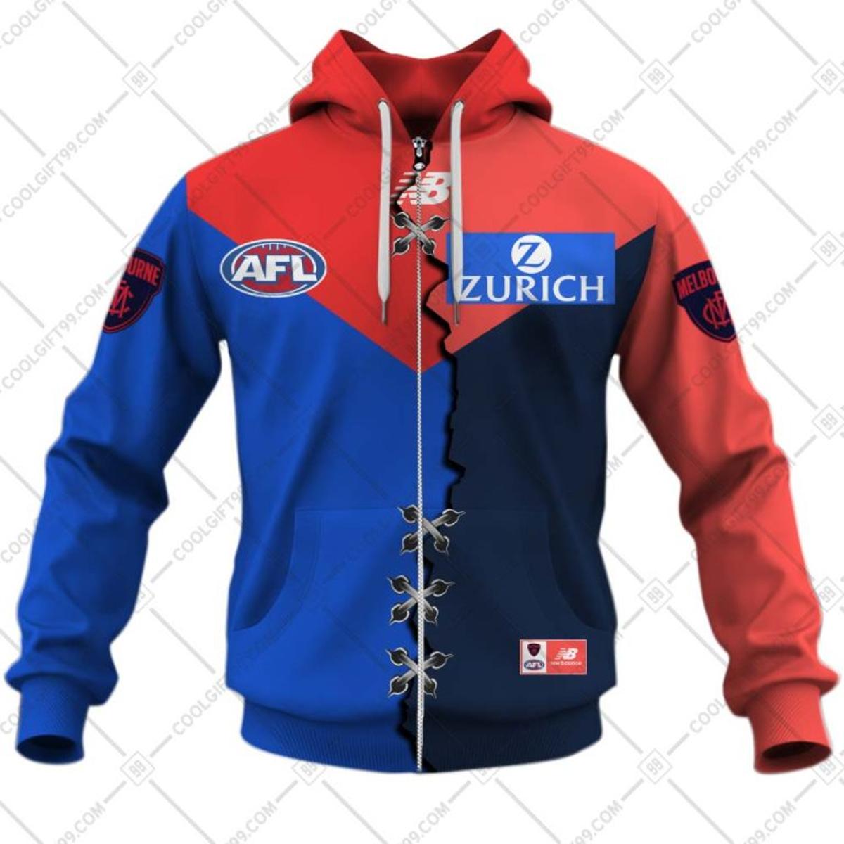 North Melbourne Kangaroos Custom Name Number Mix Guernsey Zip Hoodie