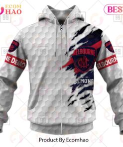 Melbourne Demons Custom Name Number White Zip Hoodie Gift For Fans