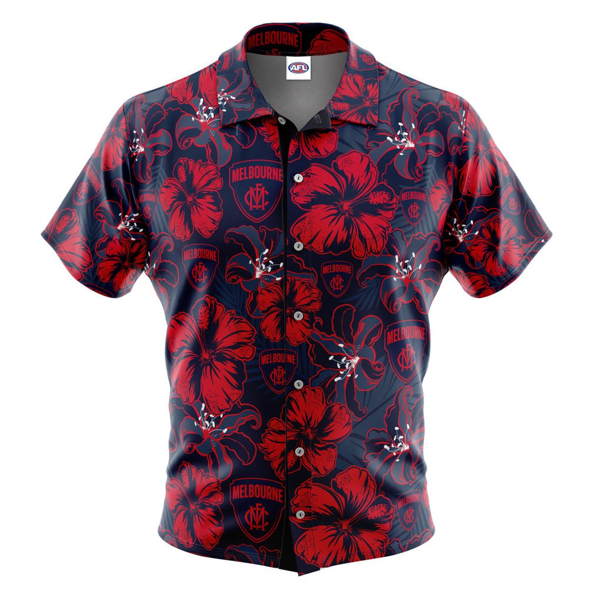 Afl Melbourne Demons Summer Palm Tree Tropical Hawaiian Shirt Size From S To 5xl