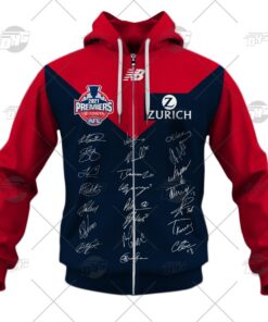 Melbourne Demons Premiers Guernsey Team Signatures Zip Up Hoodie Red For Fans