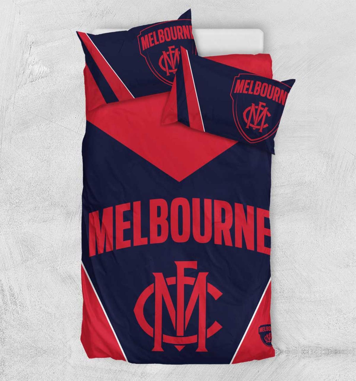 Melbourne Demons Red Navy Stripes Doona Cover
