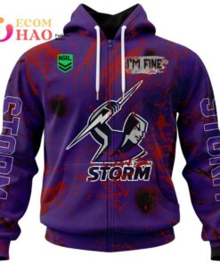 Melbourne Storm Custom Name Number Halloween Zip Up Hoodie Best Gift For Fans 1