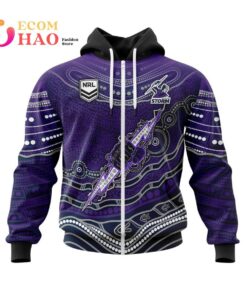 Melbourne Storm Custom Name Number Indigenous Mascot Zip Hoodie Gifts For Lovers