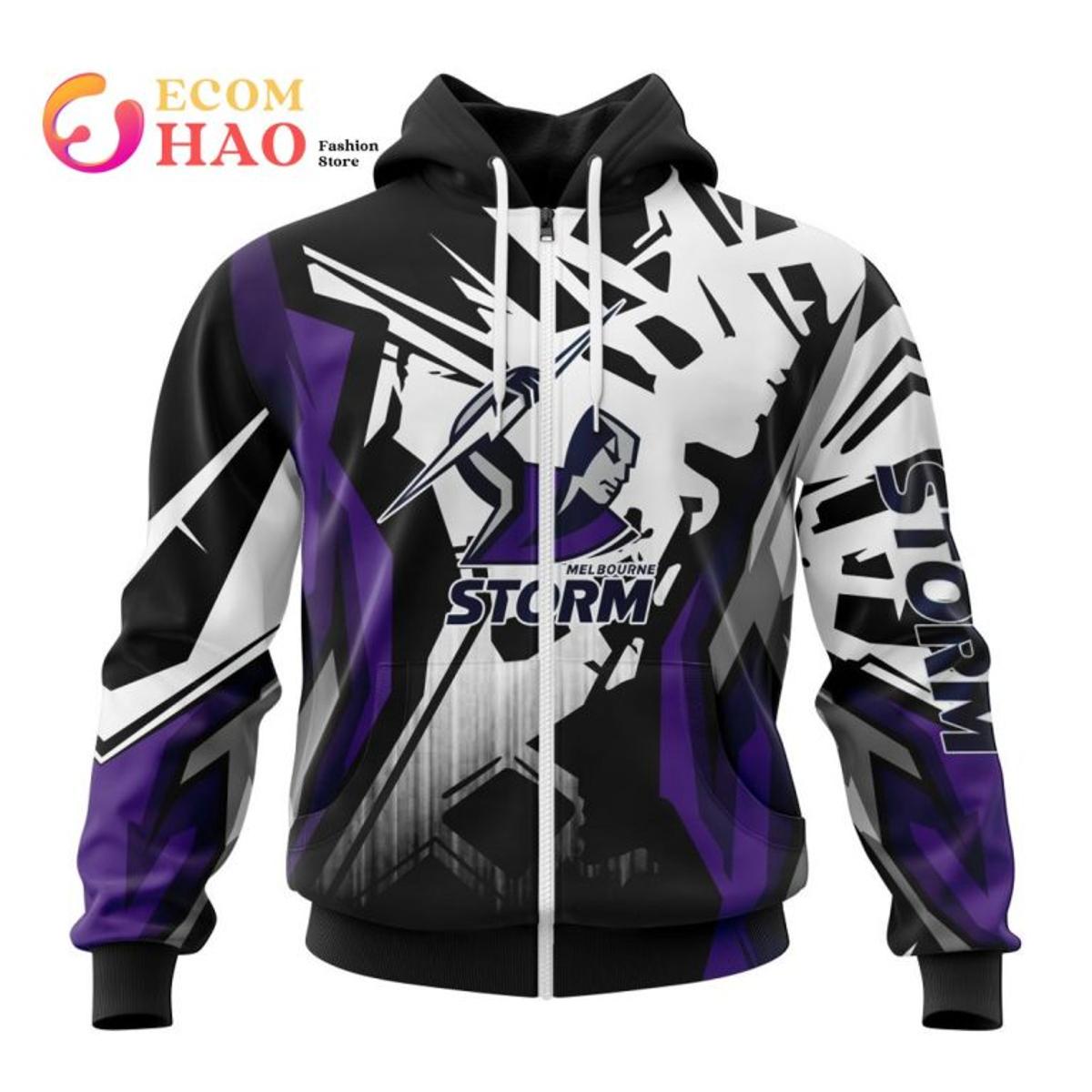 Melbourne Storm Custom Name Number Halloween Zip Hoodie Best Gift For Fans