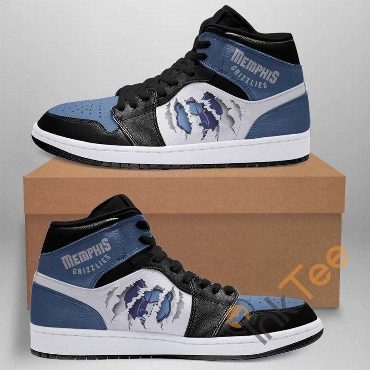 Memphis Grizzlies Blue White Air Jordan 1 High Sneakers Gift