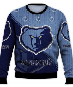 Memphis Grizzlies Blue Half Style Ugly Christmas Sweater For Fans 2