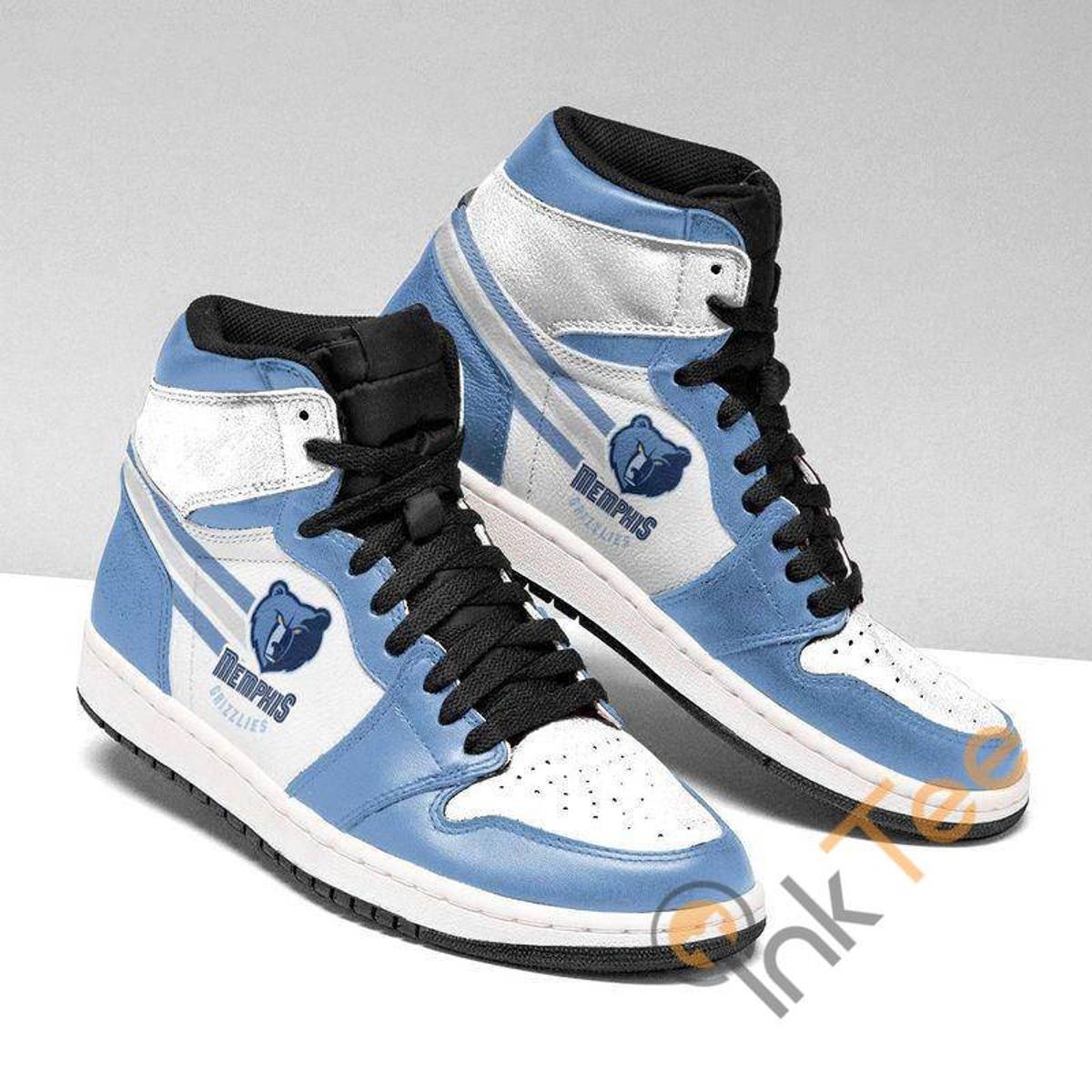 Memphis Grizzlies Blue Black Scratch Air Jordan 1 High Sneakers Gift