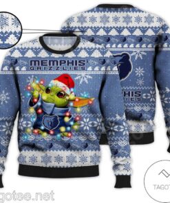 Memphis Grizzlies Blue White Baby Yoda Best Ugly Christmas Sweater