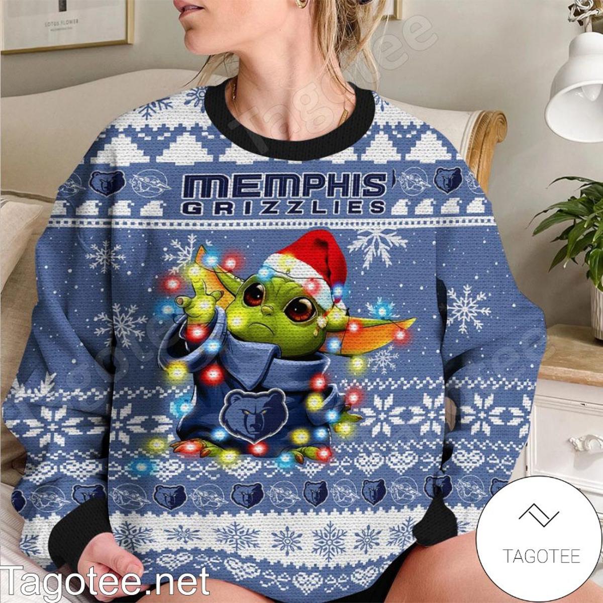 Memphis Grizzlies Blue White Baby Yoda Best Ugly Christmas Sweater
