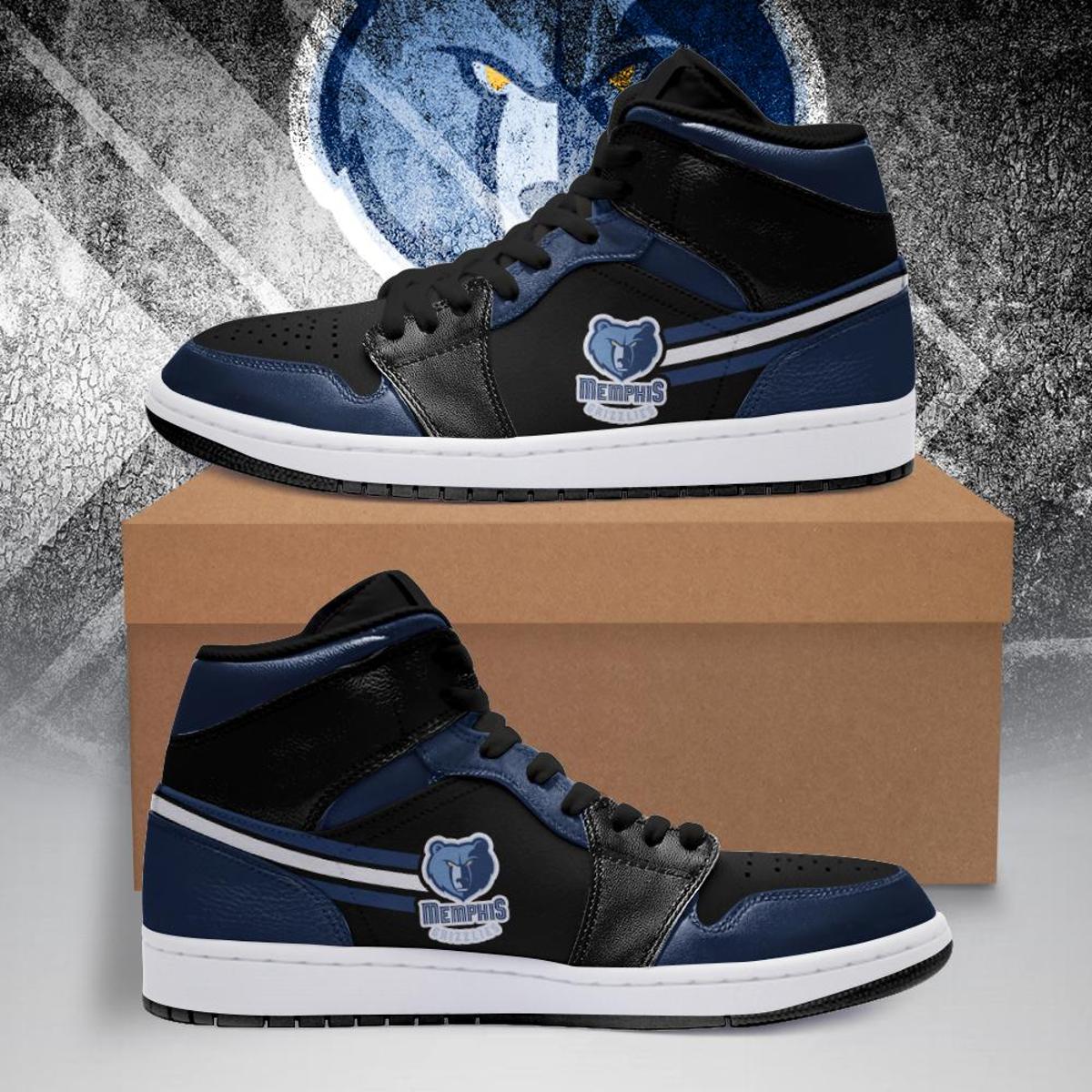 Memphis Grizzlies Blue White Air Jordan 1 High Sneakers Gift