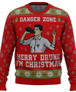 Merry Drunk Iâ€™m Christmas Sterling Archer Red Ugly Christmas Sweater Funny Gift For Movie Fans