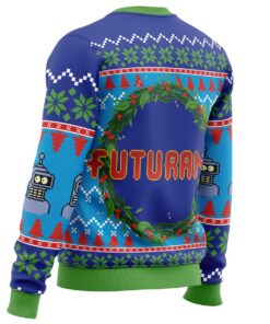 Merry Kissmyass Futurama Blue Xmas Sweater Funny Gift For Fans 3