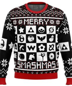 Merry Smashmas Super Smash Bros Ugly Christmas Sweater Funny Gift For Nintendo Game Fans