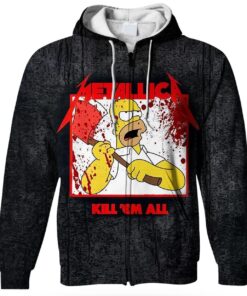 Metallica Homer Simpson Kill ?em All Zip Hoodie For Fans
