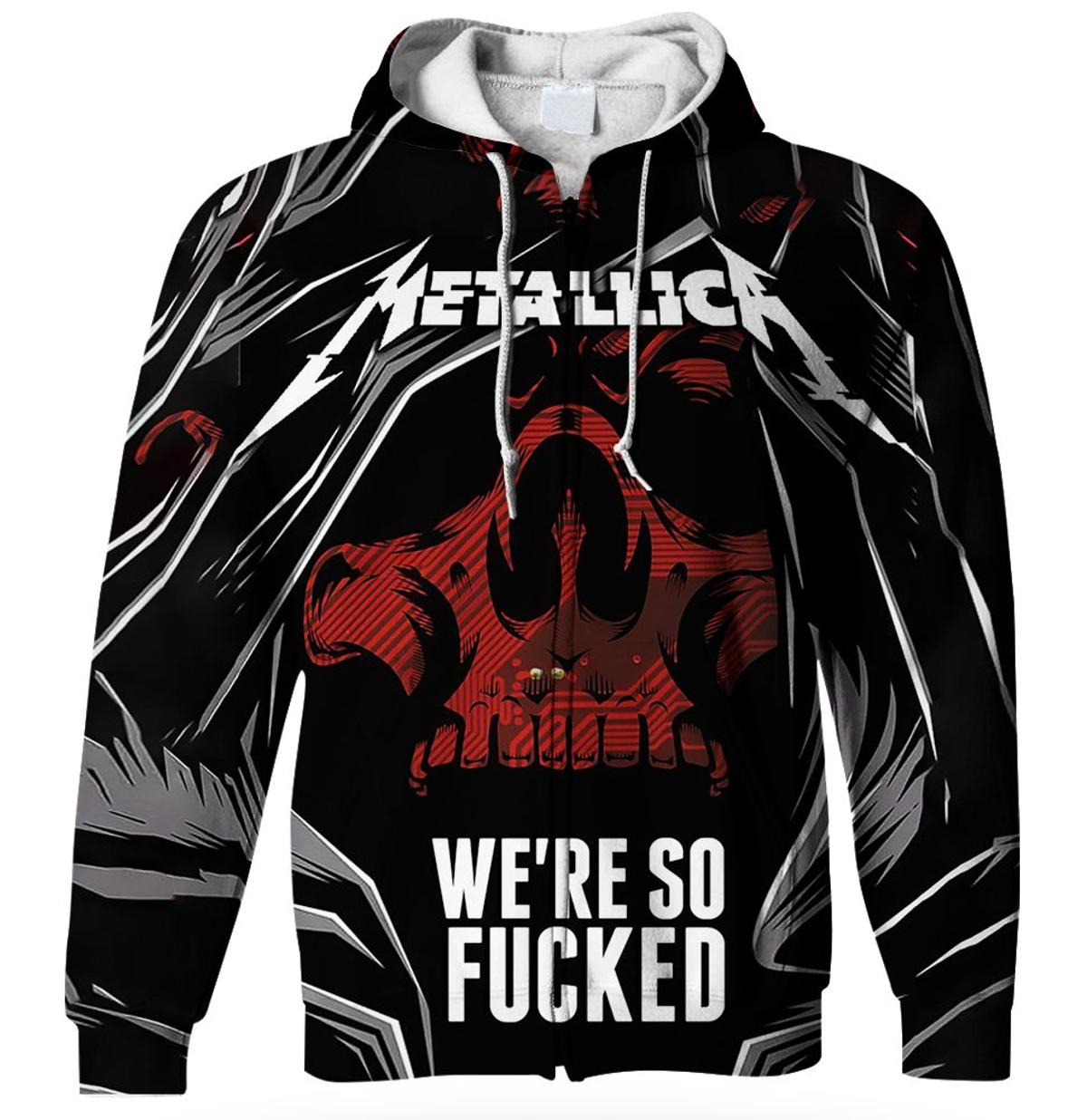 Metallica I’m Madly Anger With You Zip Hoodie Grey