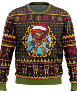 Samus Aran Metroid Logo Ugly Christmas Sweater Best Gift For Nintendo Fans