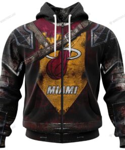 Miami Heat Custom Name Number Warrior Armor Zip Hoodie Funny Gift For Fans