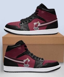 Miami Heat Red Black Air Jordan 1 High Sneakers For Fans