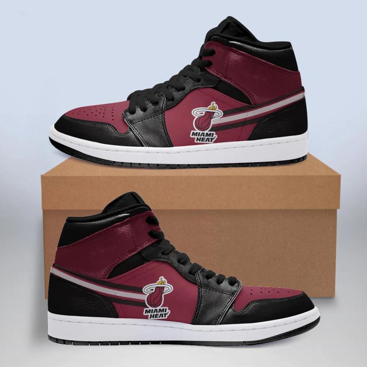 Miami Heat Red Black Air Jordan 1 High Sneakers Gift